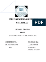 Ims Engineering College Ghaziabad: Summer Traning From "Central Electronics Limited"