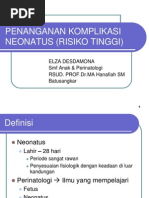 Download PENANGANNAN KOMPLIKASI NEONATUS RISIKO TINGGIppt by defison chan SN163183279 doc pdf