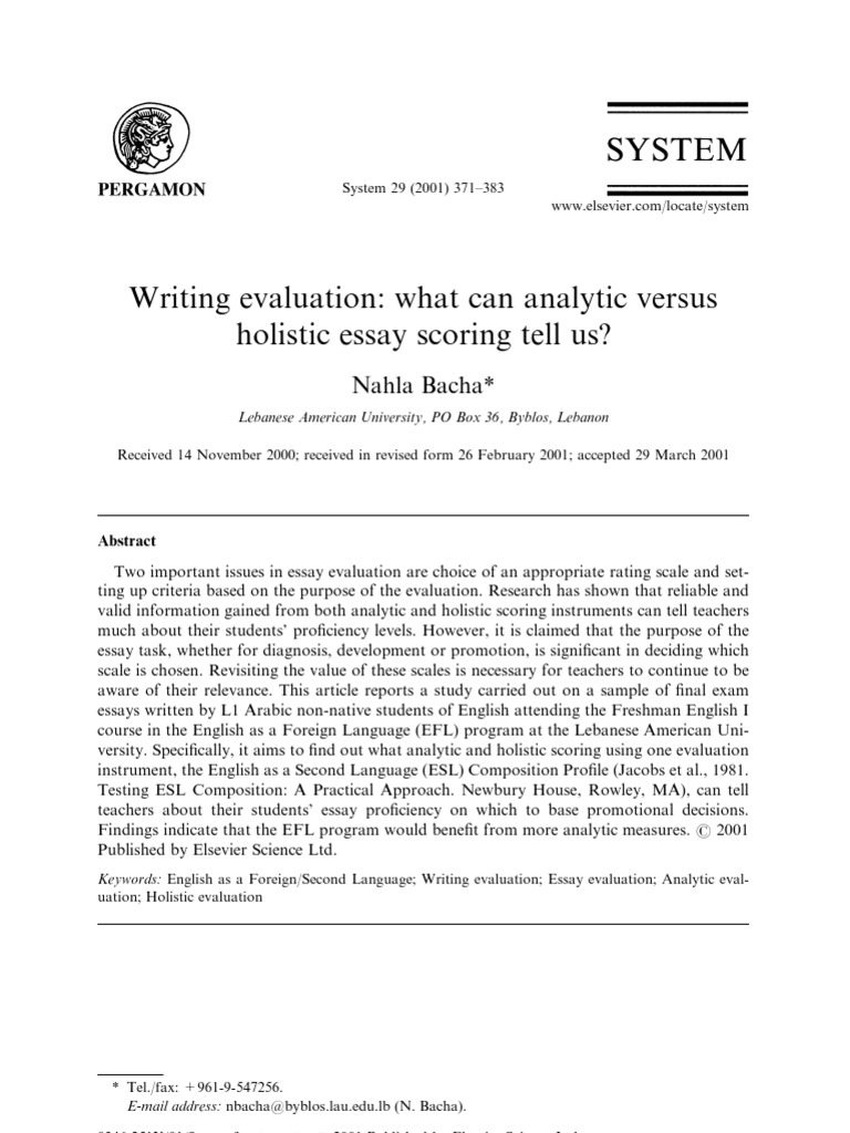 Writing Evaluation | PDF