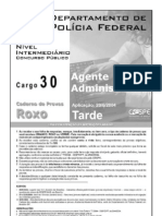 Cargo 30 - Agente Administrativo -Prova Roxa