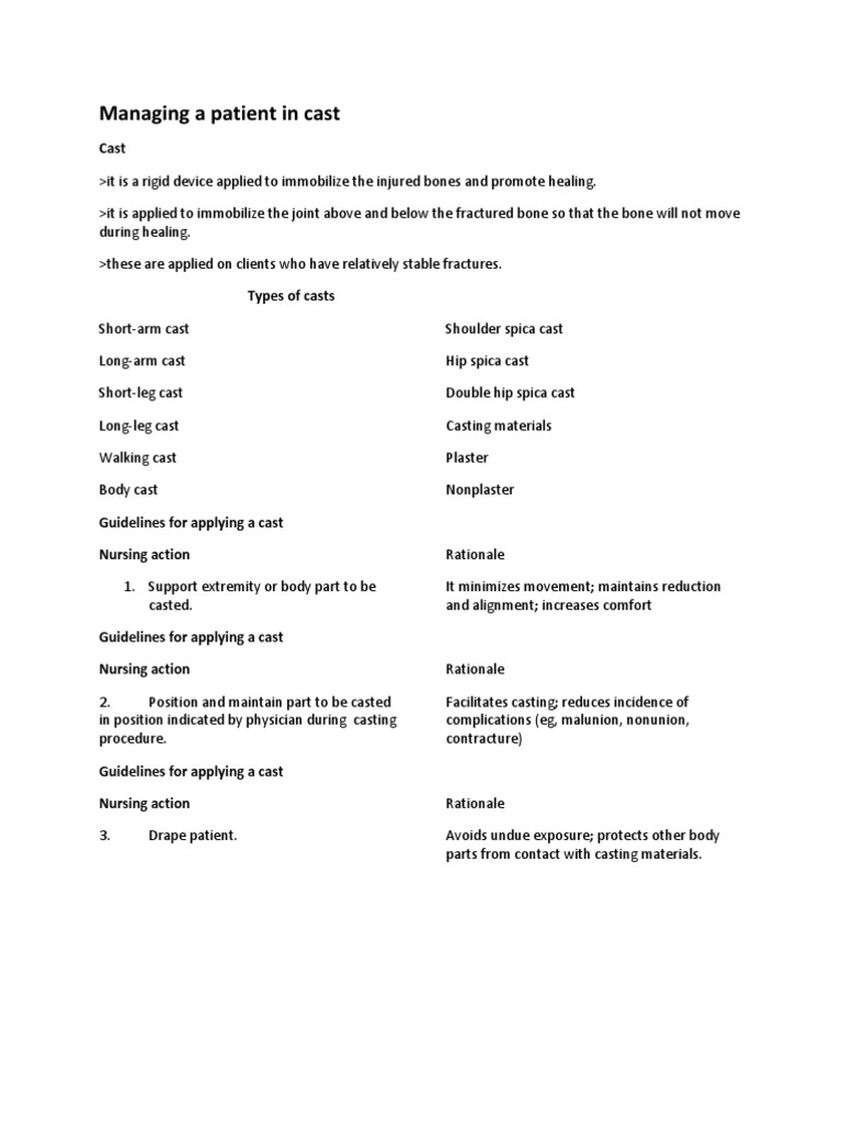 Managing A Patient in Cast | PDF | Medical Specialties | Clinical Medicine