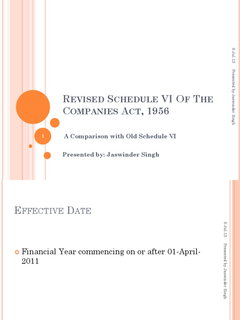 Revised Schedule VI | PDF | Balance Sheet | Income Statement