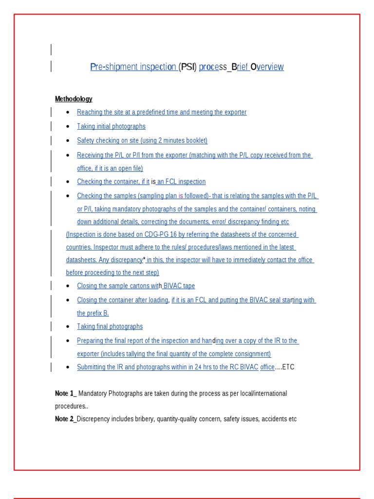 Pre-Shipment Inspection Process Overview | PDF | Finance & Money ...