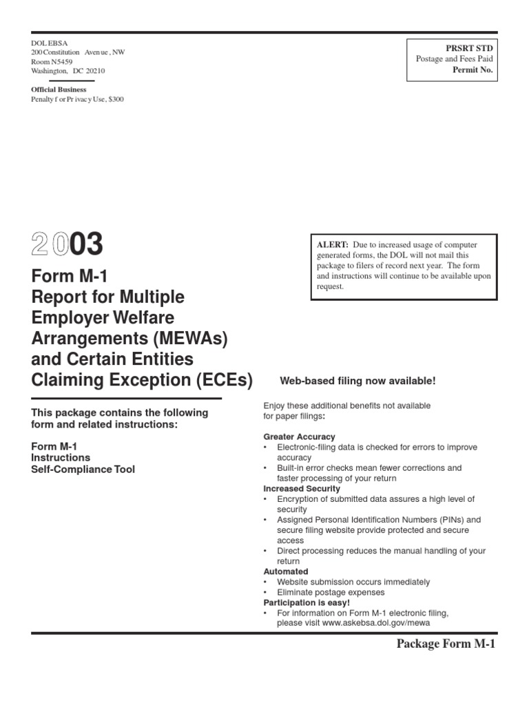 Form M-1 Filing for MEWAs and ECEs | PDF