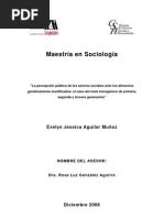 La Percepcion Publica de Los Actores Sociales Ante Los OGM