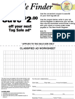 Tag Sale Worksheet