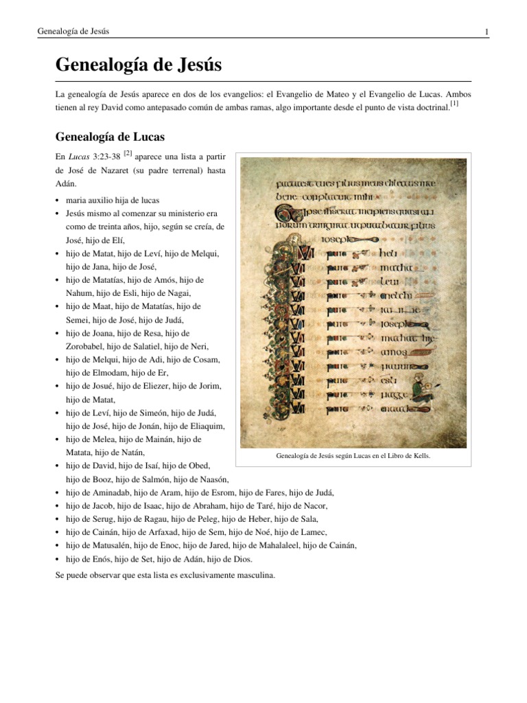 Genealogía De Jesús En Los Evangelios Pdf Judios Antiguos Pueblos