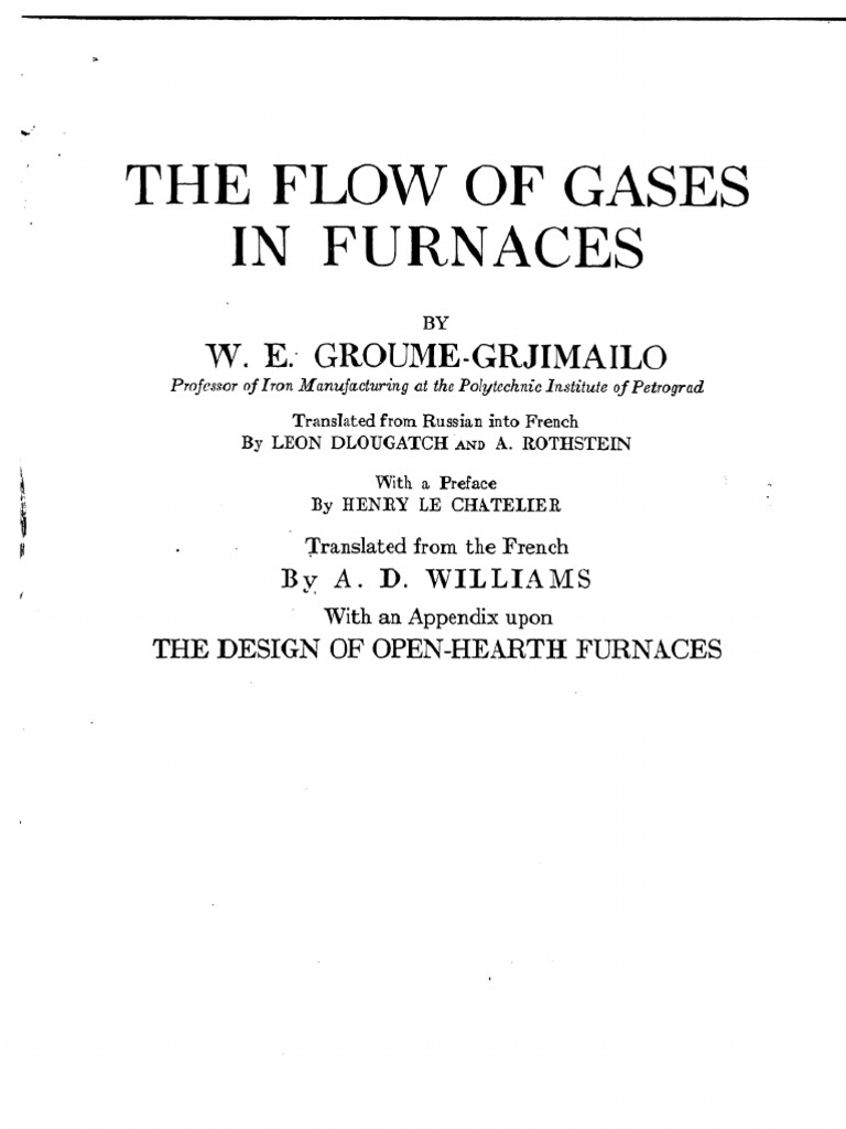 The Flow Of Gases In Furnaces Combustion Gases - 