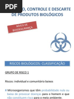 Manuseio, controle e descarte de produtos biológicos