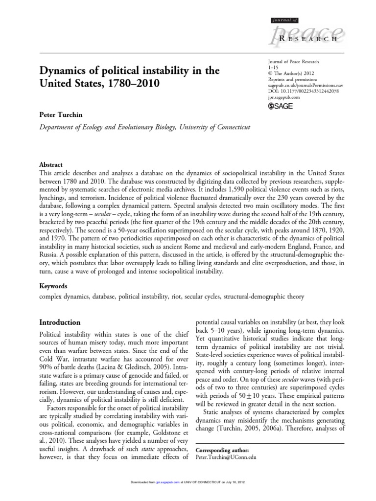 U.S. Political Instability Dynamics 1780-2010 | PDF | Economic Growth ...
