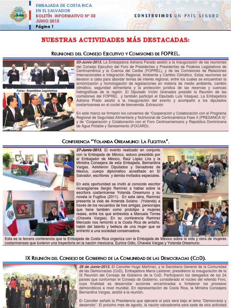 33 Boletin Digital Junio 2013 El Salvador Costa Rica