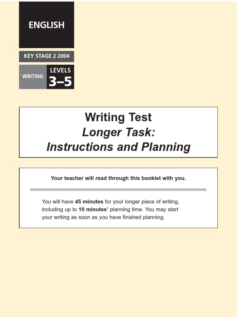 2004 Longer Writing Test Planning | PDF
