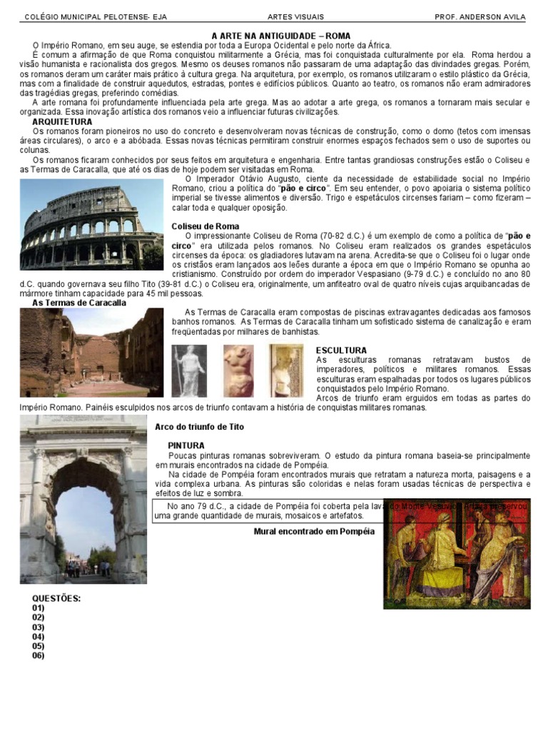 A Arte Na Antiguidade - Roma 01 | PDF | Roma Antiga | Império Romano