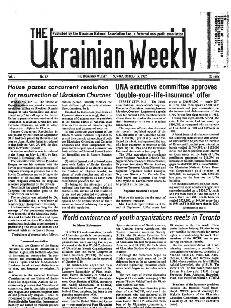 The Ukrainian Weekly 198242 Ukraine Soviet Union