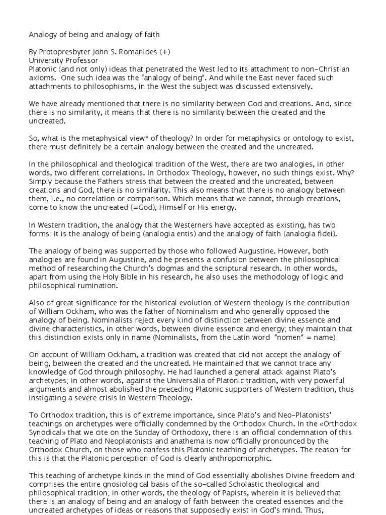 Analogy of Being and Analogy of PDF Eastern Orthodox Church Analogy