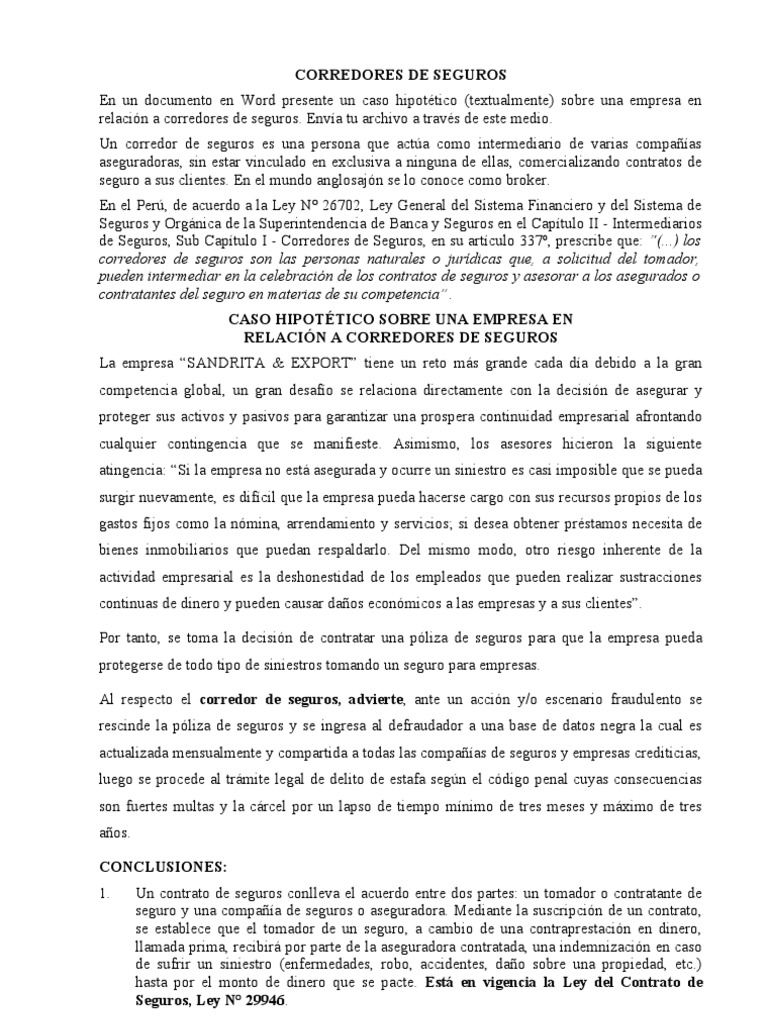 Pólizas de Seguros y Corredores en Perú | PDF | Póliza de seguros | Seguro