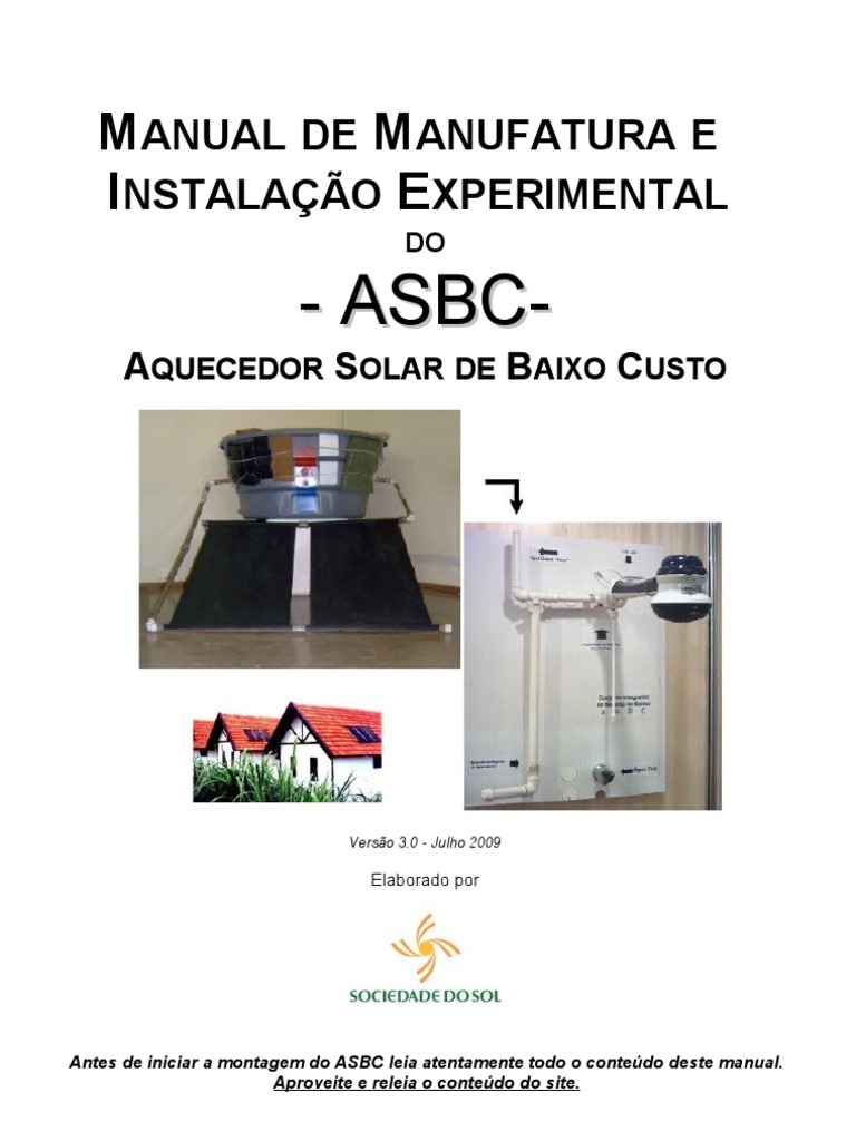 Calentador Solar ASBC: Guía de Montaje | PDF | Energía solar | Ducha