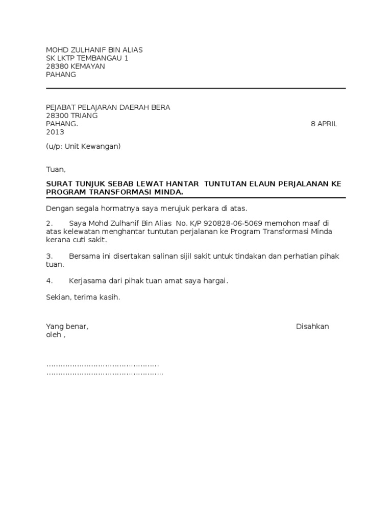 Contoh Surat Rasmi Aim