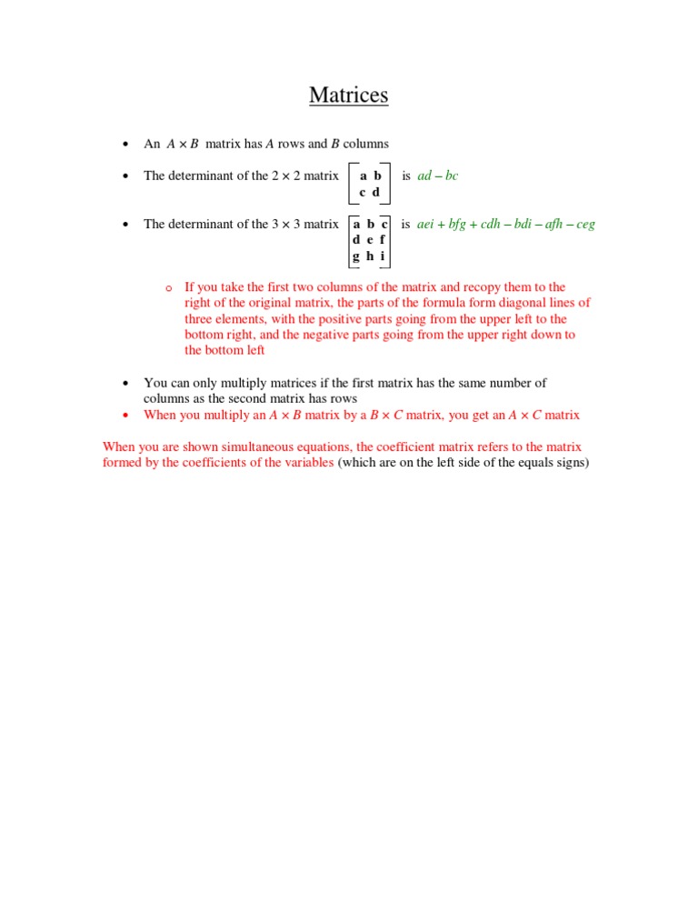 Understanding Matrices for SAT Math | PDF | Determinant | Matrix ...
