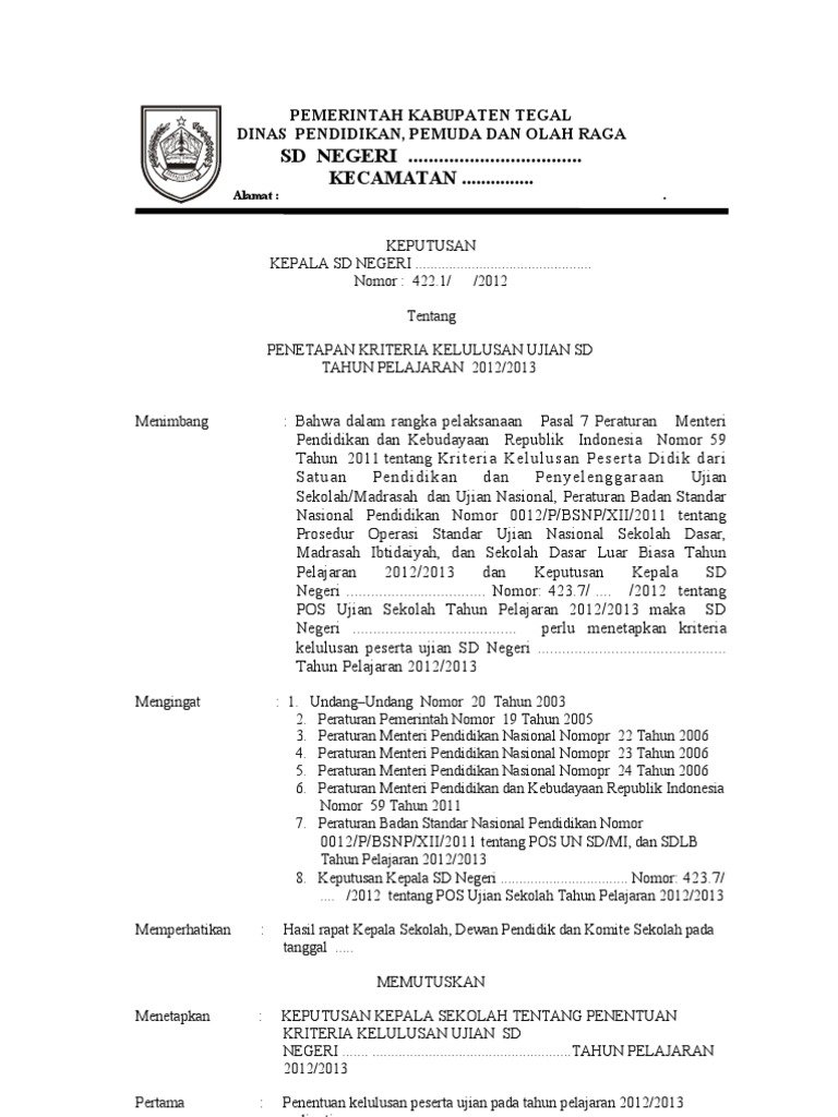 Contoh Sk Kriteria Kelululusan Dan Berita Acara3