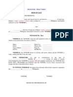 Deed of Sale - Motor Vehicle