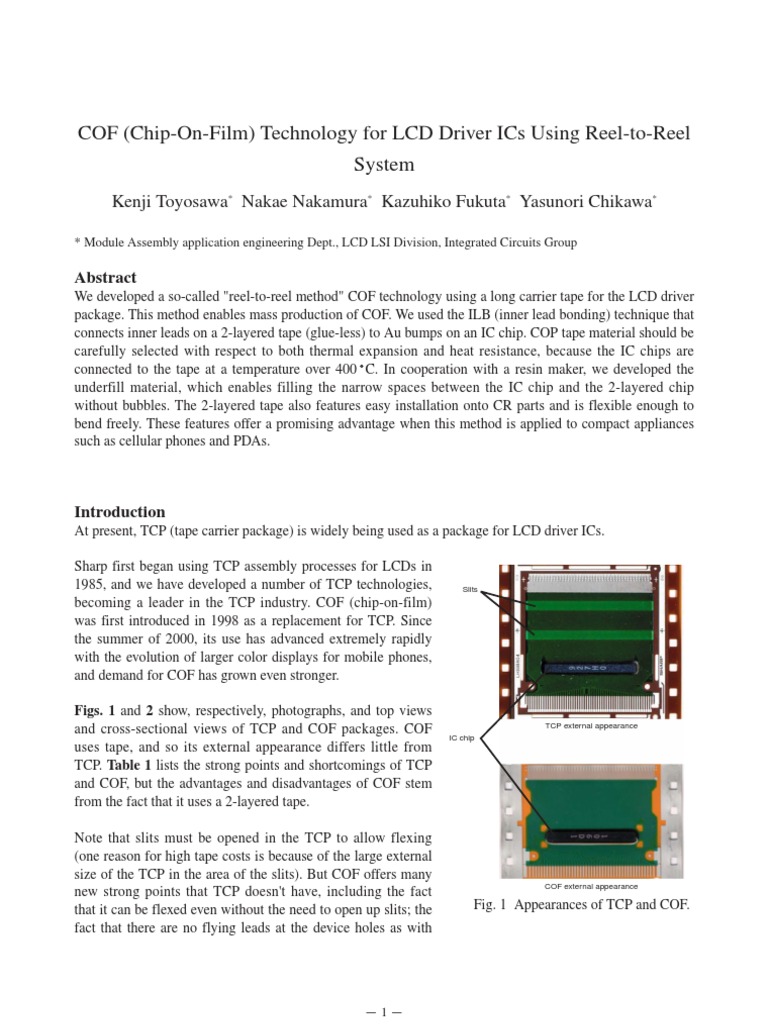 Cof (ChipOnFilm) Technology For LCD Driver Ics Using ReelToReel