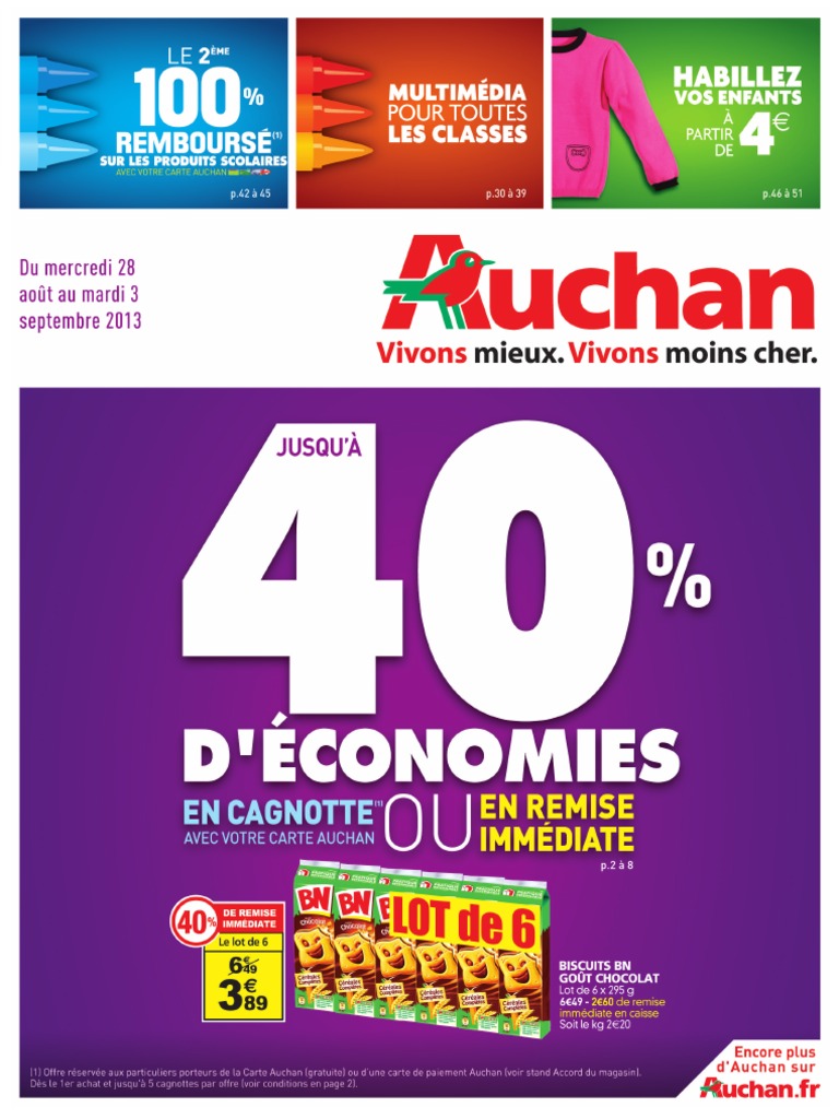 AUCHAN Auchan lingette nettoyante multi-usages marine x50 pas cher 