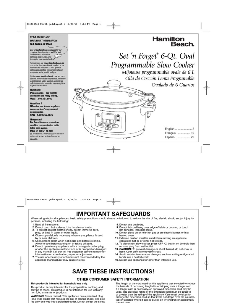 Hamilton Beach Slow Cooker 840205300 Soup Cooking
