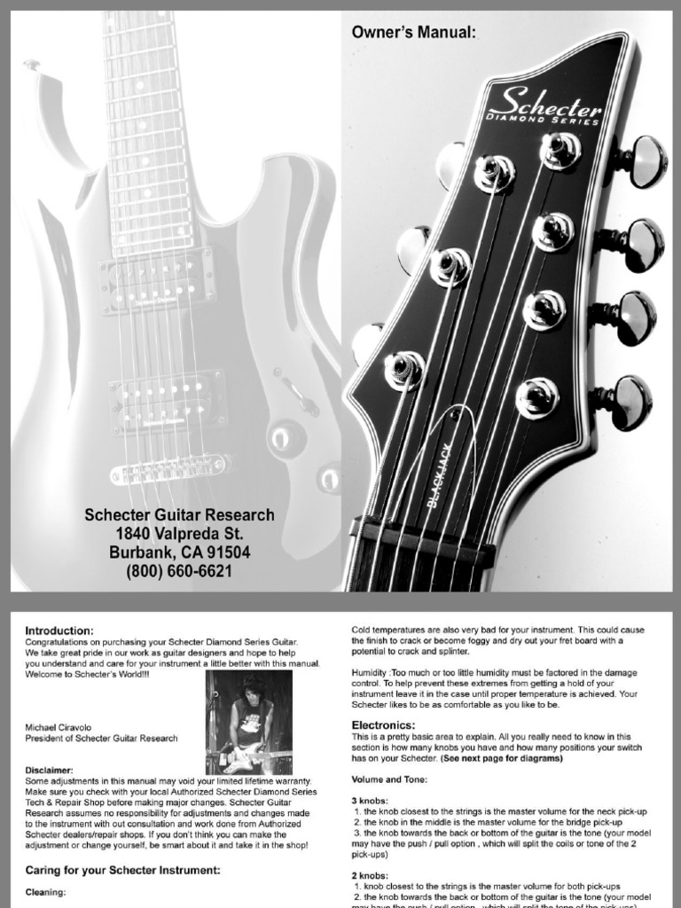 Schecter Electric Guitar Manual PDF Guitars Celtic Musical