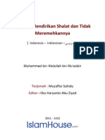 Anjuran Mendirikan Shalat Dan Tidak Meremehkannya