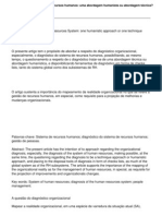 Diagnostico Do Sistema de Recursos Humanos Uma Abordagem Humanista Ou Abrodagem Tecnica