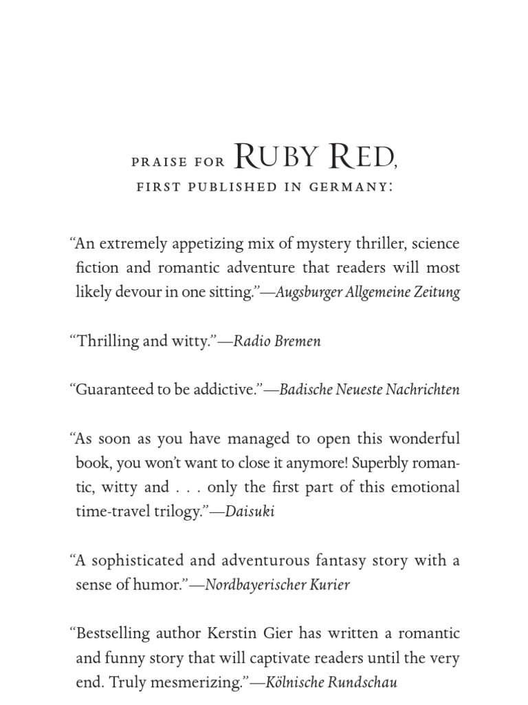 EXCERPT Ruby Red by Kerstin Gier PDF
