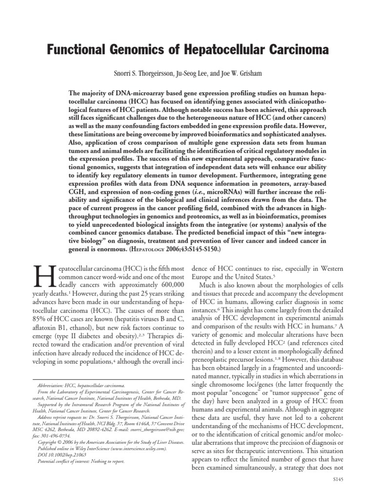 Functional Genomics in HCC 2005 | PDF | Genomics | Model Organism