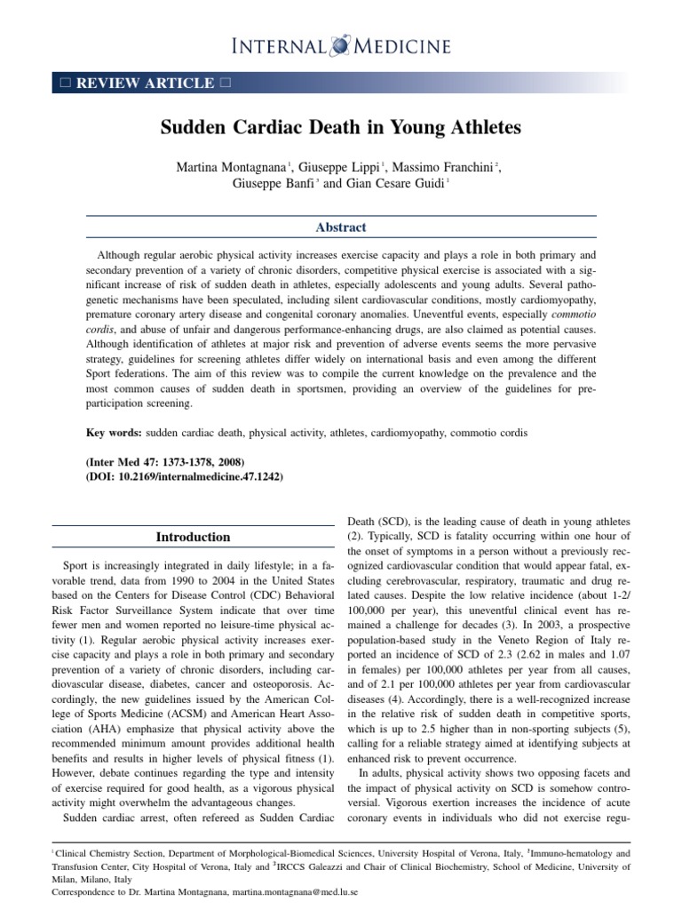 Sudden Cardiac Death in Young Athletes | PDF | Physical Exercise ...