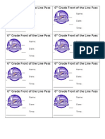 6 Grade Front of The Line Pass 6 Grade Front of The Line Pass