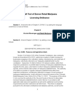 Draft Text of Denver Retail Marijuana Licensing Ordinance: August 22, 2013