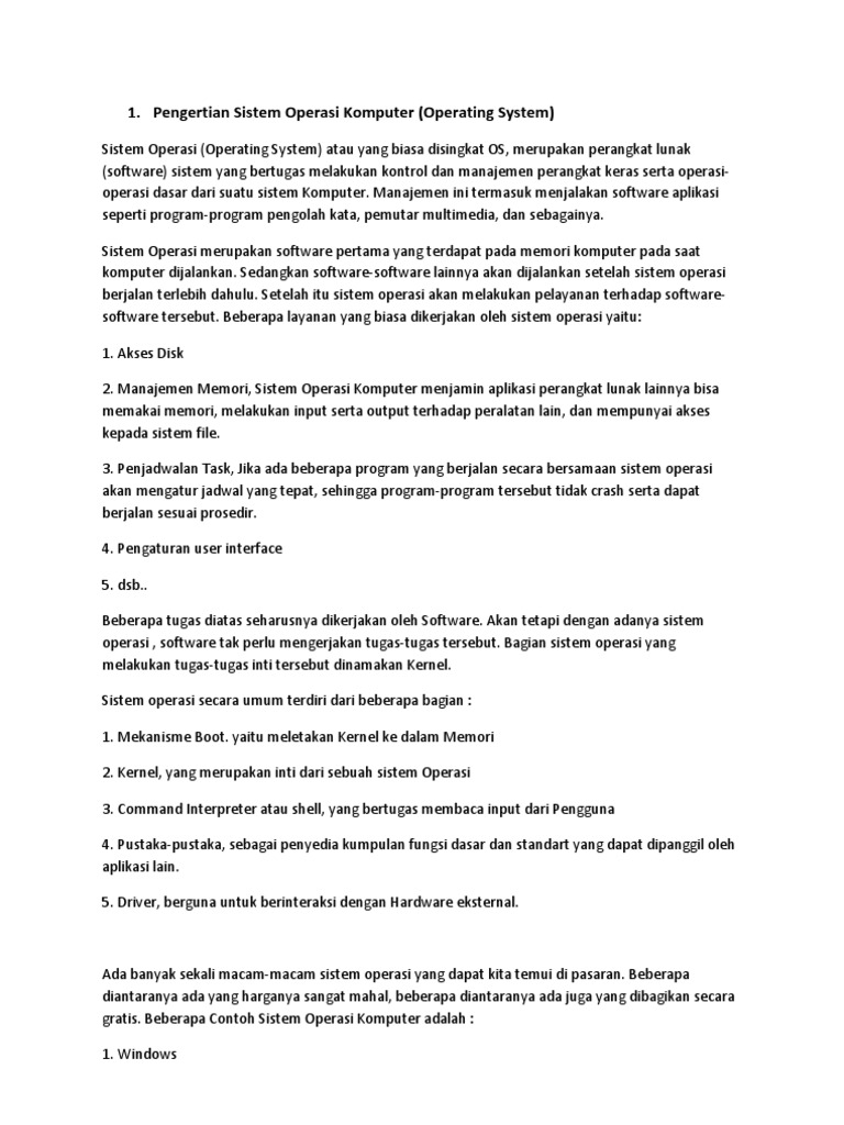 Sistem Operasi: Fungsi dan Contoh | PDF | Komputer
