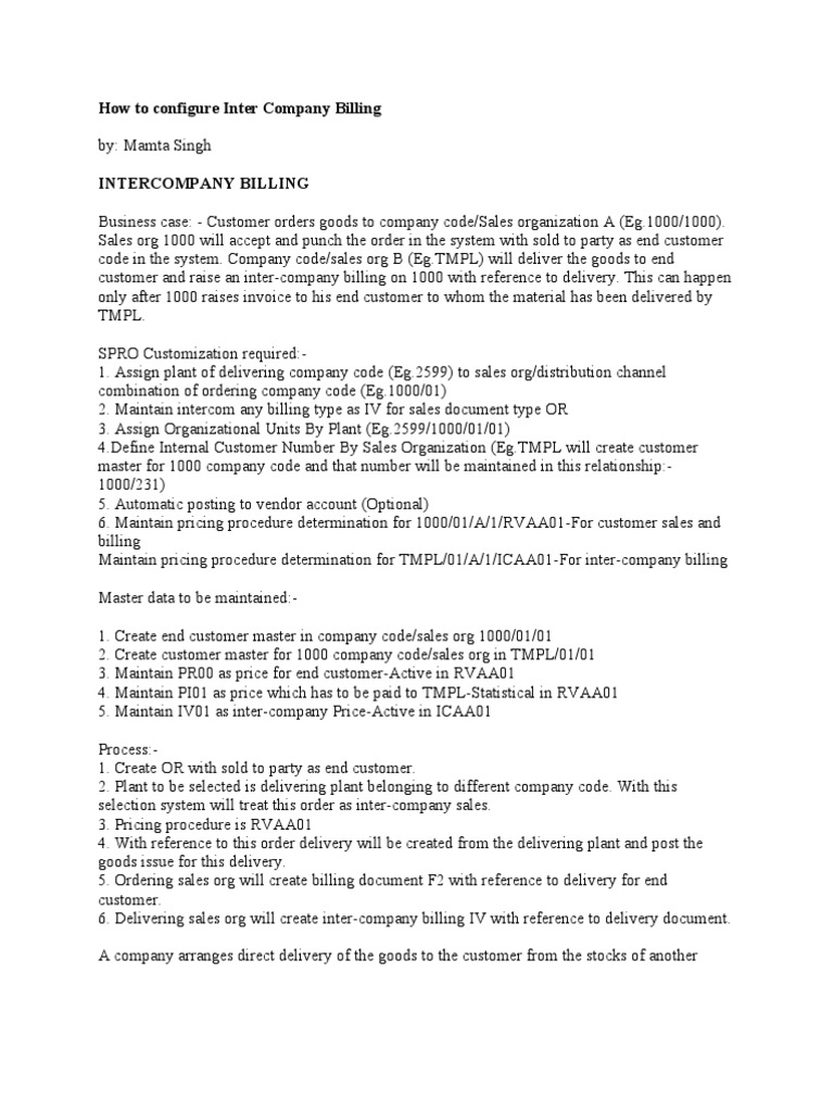Intercompany Billing Configuration Guide | PDF | Delivery (Commerce ...