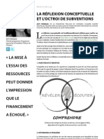 La réflexion conceptuelle et l’octroi de subventions