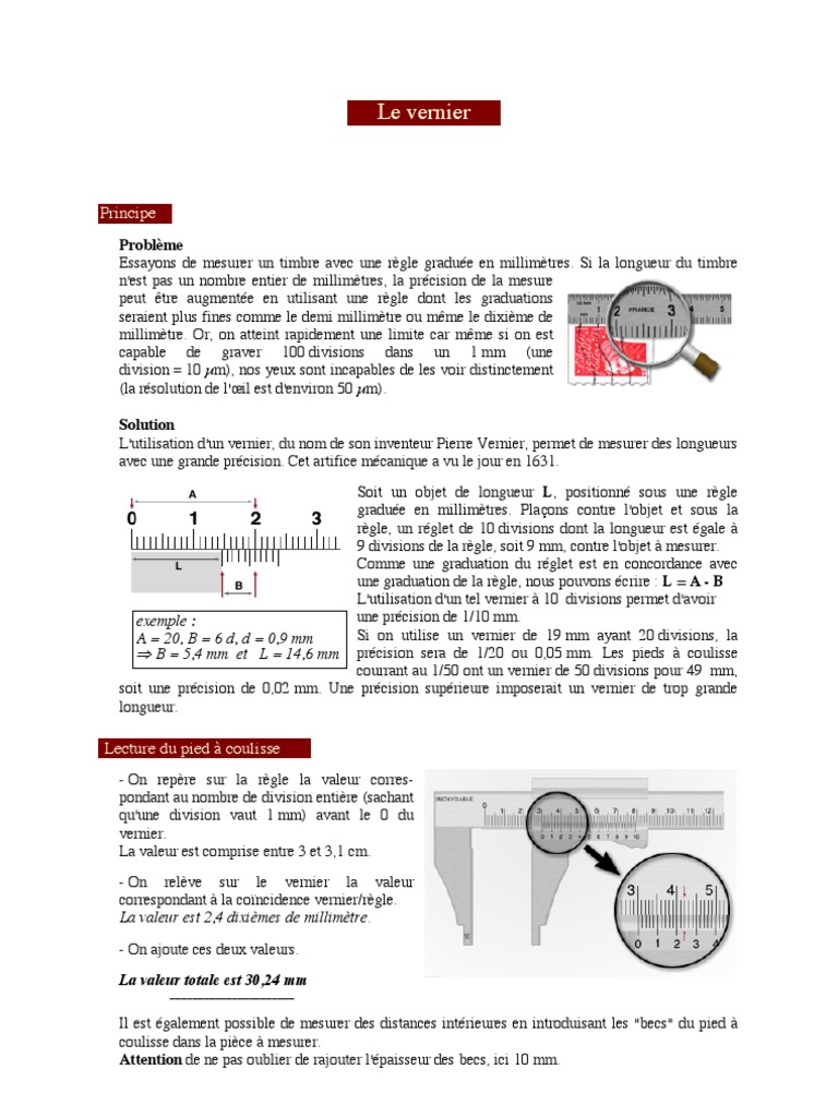 1-1) ° Définition:: 1-Le Mecrometre Exterieur, PDF, Longueur