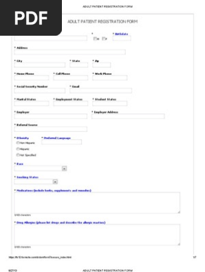 Adult Patient Registration Form