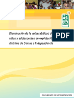 Disminución de la vulnerabilidad de los niños, niñas y adolescentes en explotación sexual de los distritos de Comas e Independencia