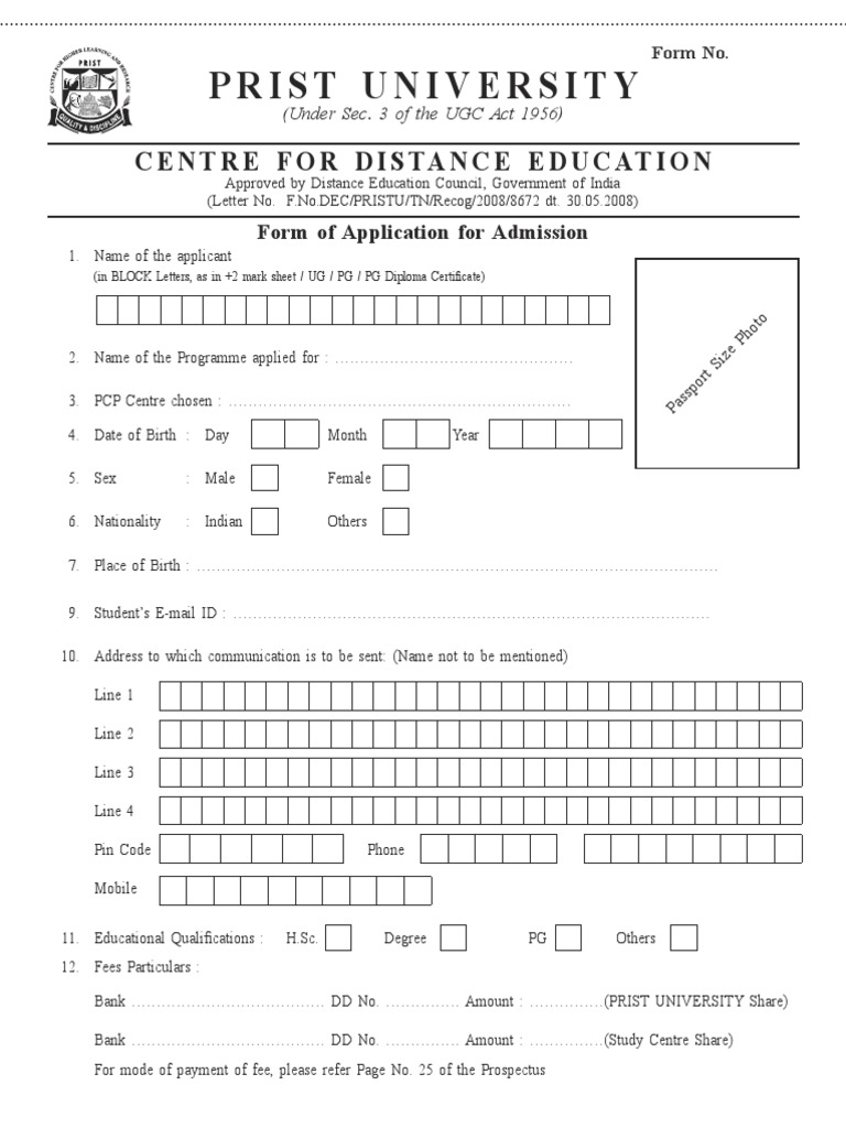 Prist University: Centre For Distance Education | PDF | Academic Degree ...