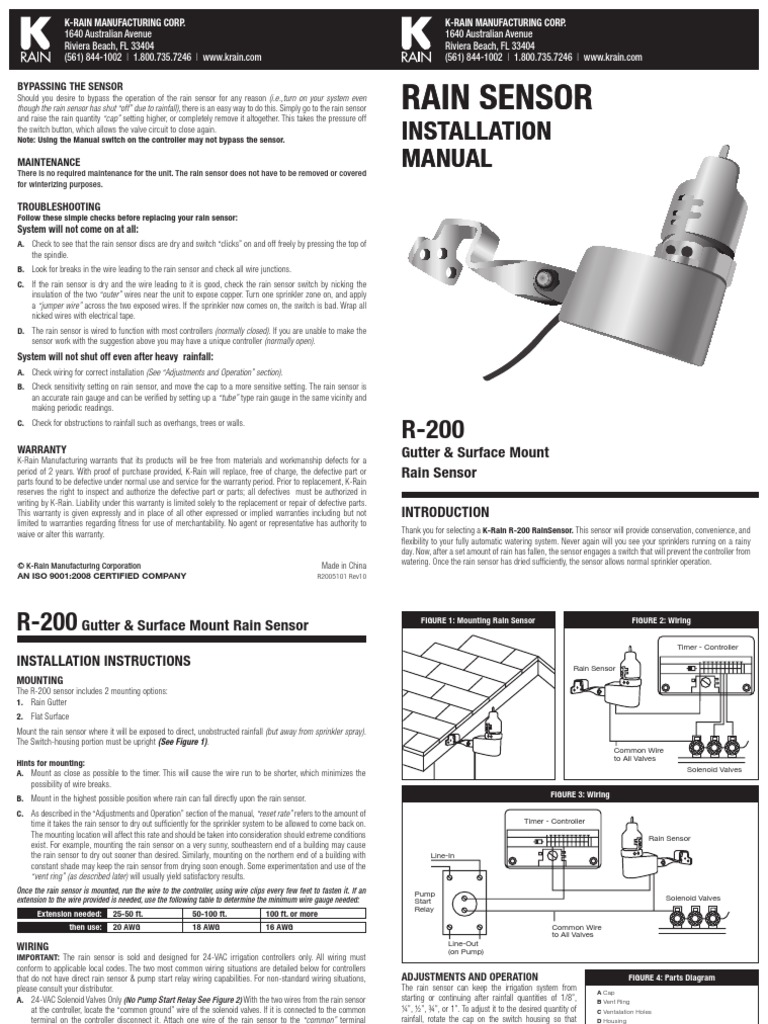 KRain Sensor Installation Guide Rain Switch