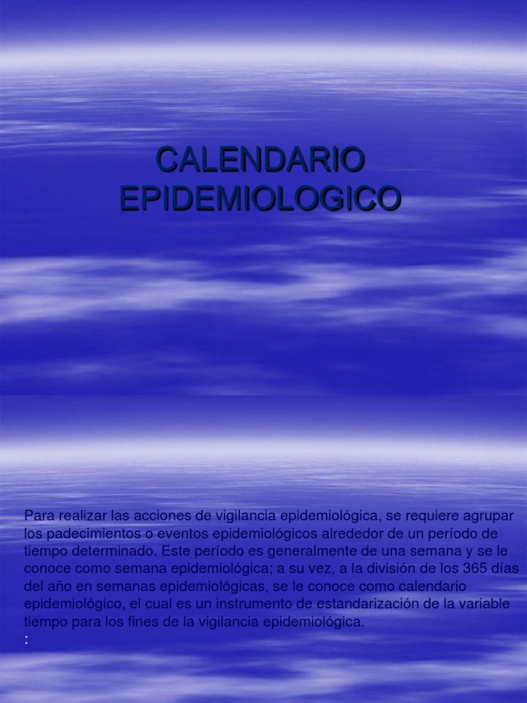 Calendario Epidemiologico PDF Calendario Science