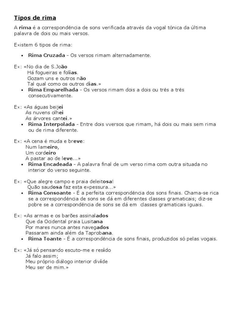 Tipos de Rima | PDF