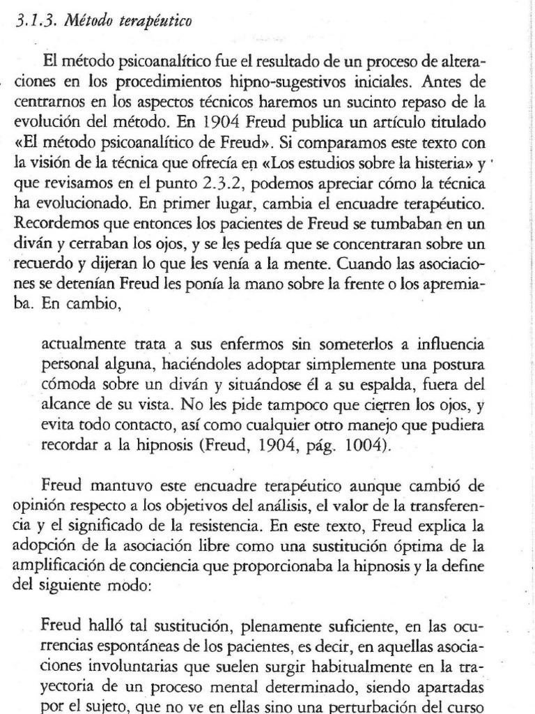Método Terapéutico Del Psicoanálisis PDF Psicoanálisis
