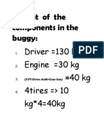 Weight of the Components in the Buggy