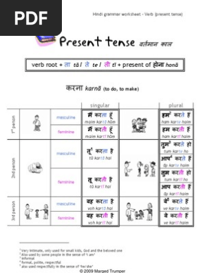 hindi grammar worksheet present tense action in simple present pdf syntactic relationships morphology