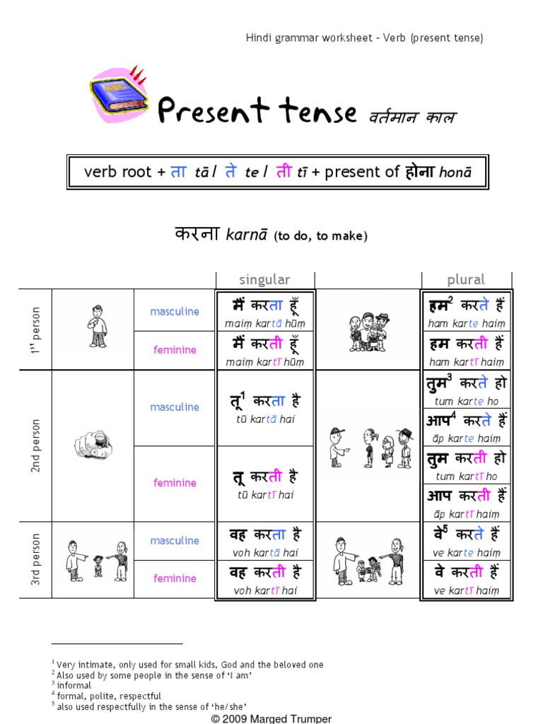 Hindi Grammar Worksheet Present Tense action In Simple Present 